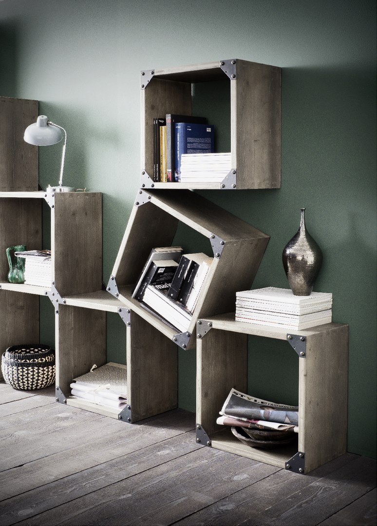bibliothèque vintage premium chêne et acier