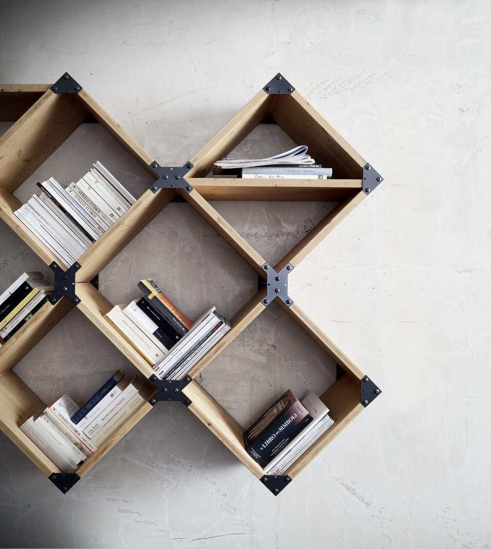 Etagère deco en acier et bois