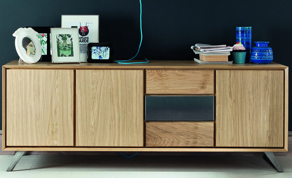 Buffet Madia industrie avec tiroir finition acier