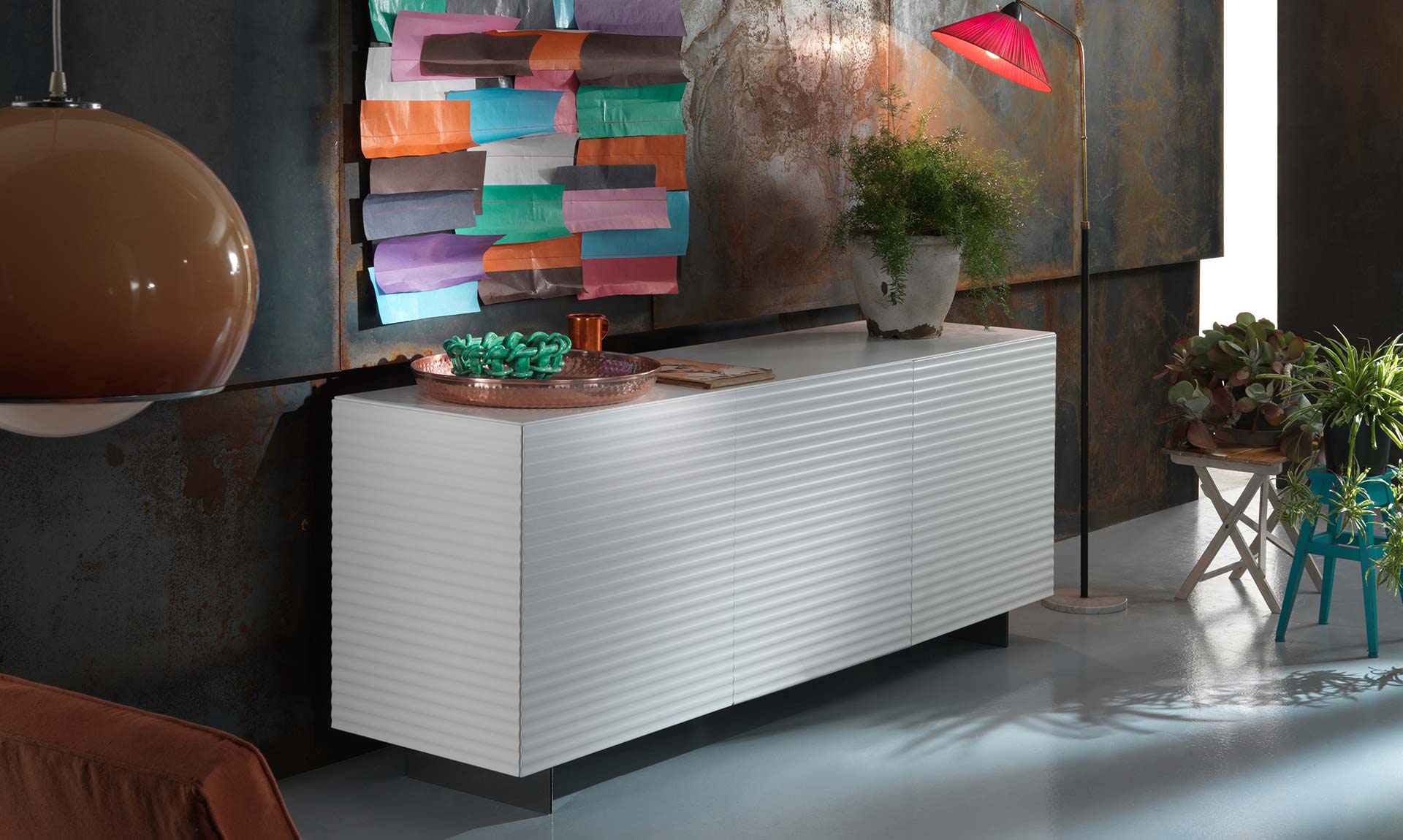 Buffet à façades ondulées Riflessi Blanche