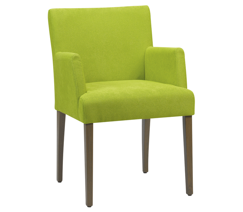 Chaise avec accoudoirs verte en tissus