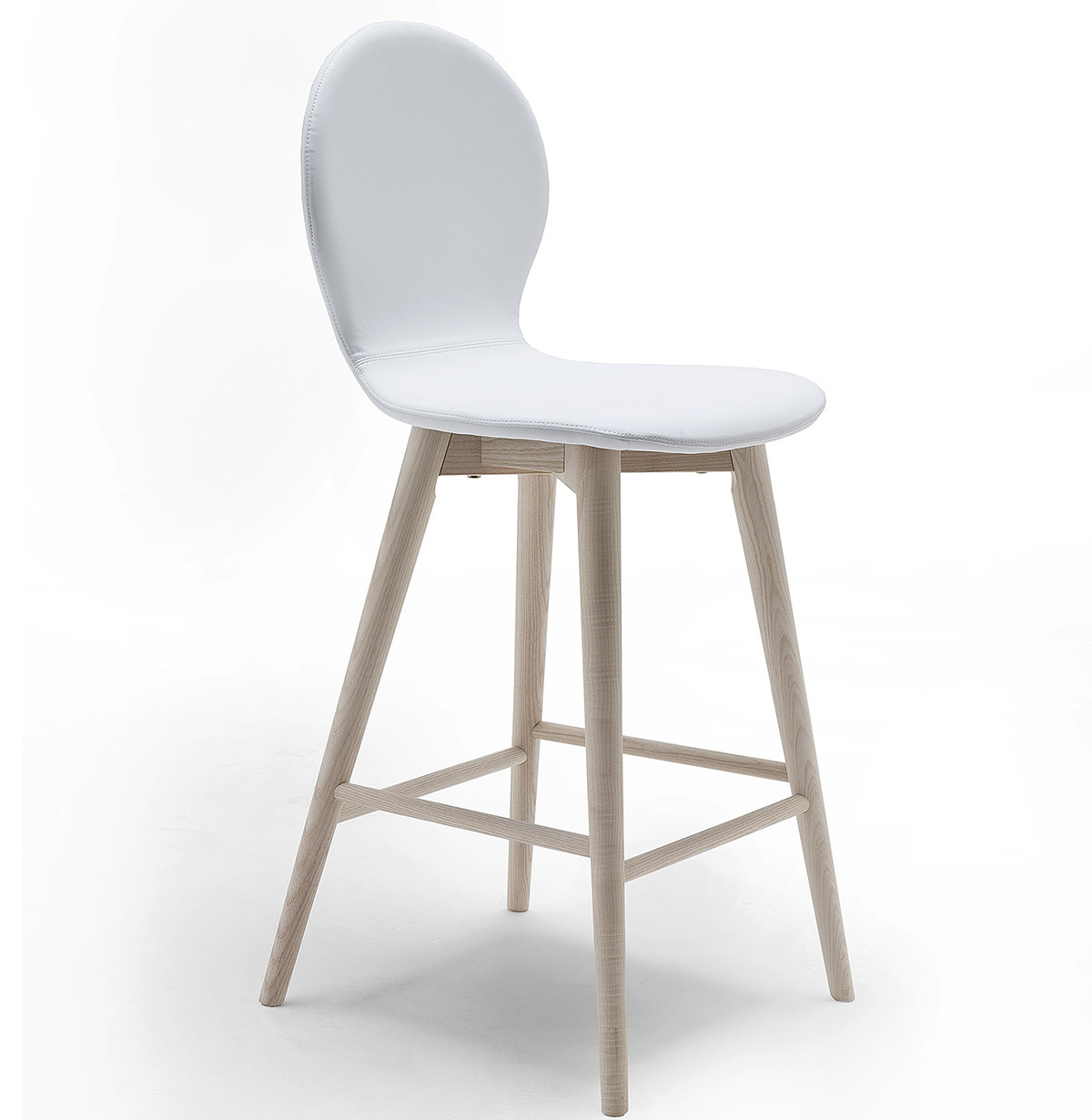 tabouret avec dossier blanc en cuir