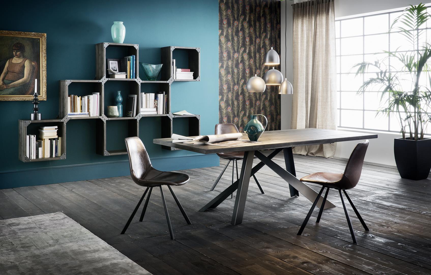 Table parigi easy finition noire pied metal noir