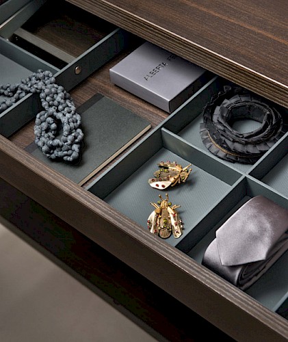 Rangement de tiroir de dressing pour chaussette et cravate.