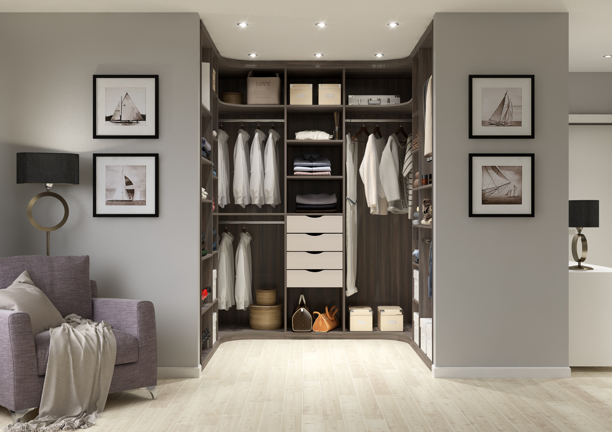 Dressing en U entre deux murs, en alcôve