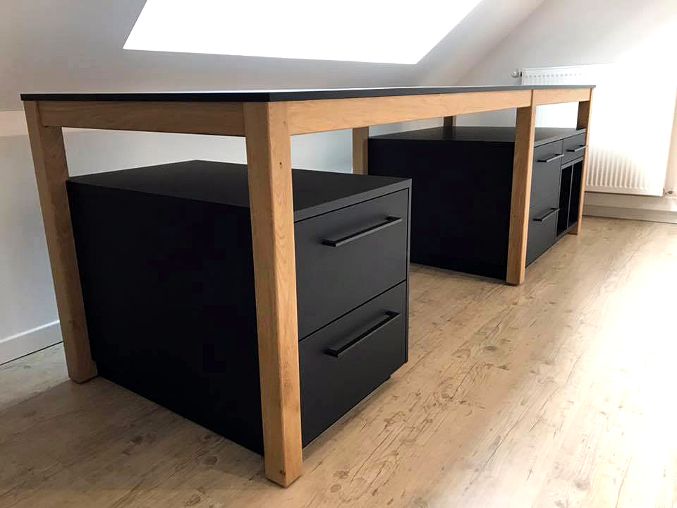 Caisson sous bureau en stratifié compact Fenix ntm avec double coulissant